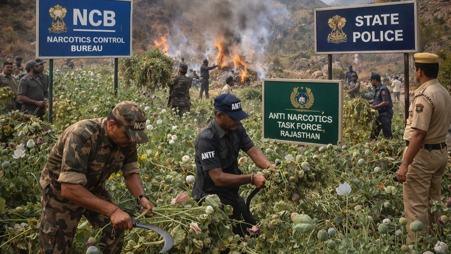 राजस्थान: उदयपुर में करीब 170 एकड़ अवैध अफीम की खेती नष्ट की गयी