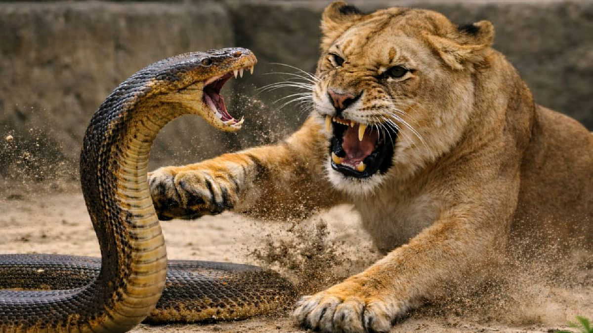 गुजरात के चिड़ियाघर में कोबरा से लड़ती हुई शेरनी मारी गई