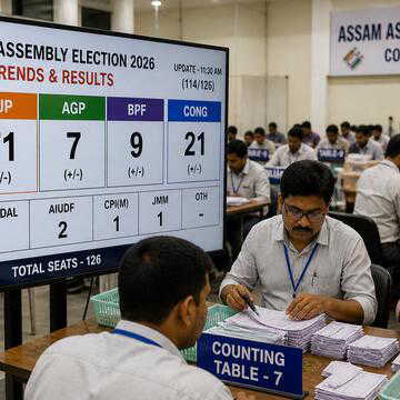 असम चुनाव रुझान: 87 सीटों पर एनडीए आगे,  कांग्रेस 21 सीटों पर बढ़त में