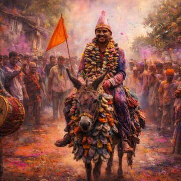 होली पर बीड के गांव में दामाद को मिला अनोखा सम्मान, गधे की सवारी कर मनाया उत्सव