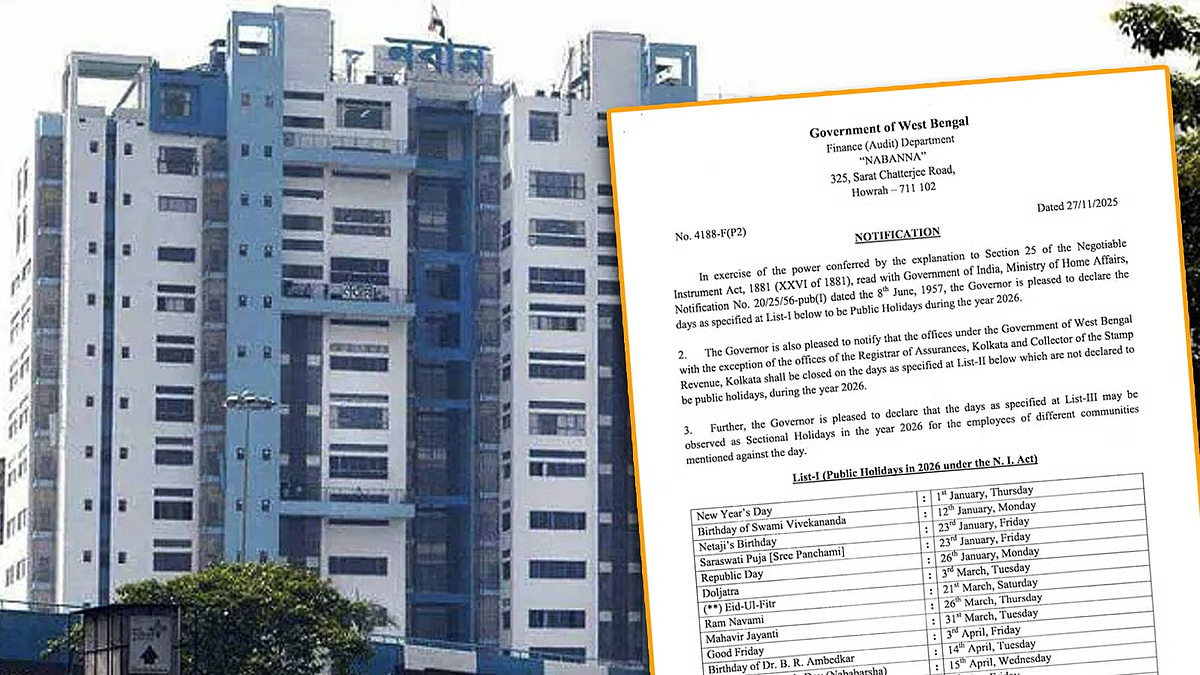 नवान्न ने 2026 की छुट्टियां घोषित कीं, पूजा में कितनी छुट्टियां मिलेंगी?