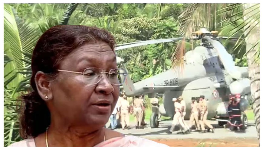 राष्ट्रपति द्रौपदी मुर्मू का हेलिकॉप्टर दुर्घटनाग्रस्त, लैंडिंग के बाद हेलीपैड धंसा, बैठ गया पहिया