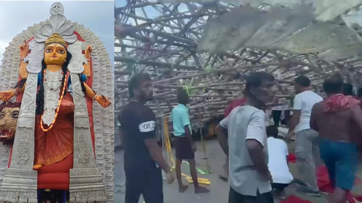 चंदननगर में सबसे बड़ा जगद्धात्री पंडाल गिरा, 5 घायल