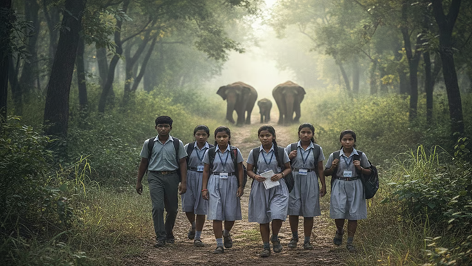 हाथियों के मूवमेंट वाले असुरक्षित रास्तों से परीक्षा केंद्र तक जाने को मजबूर माध्यमिक के परीक्षार्थी, वन विभाग पर गंभीर आरोप
