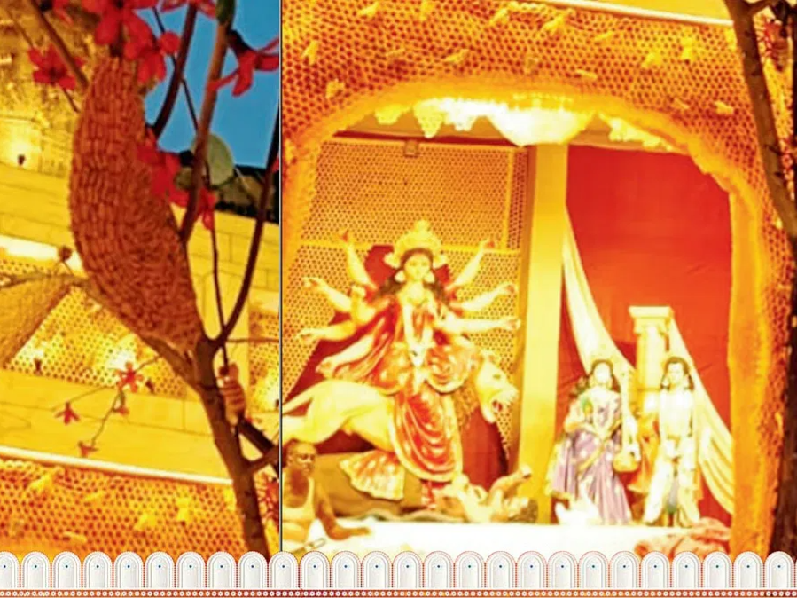 मधुमक्खियों के गूंजन के माध्यम से जीवन का संदेश दे रही है बोसपुकुर परिजात क्लब की दुर्गा पूजा