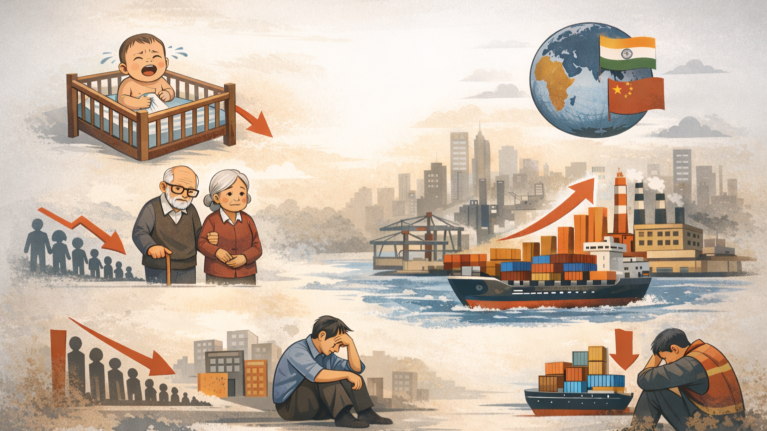 जनसंख्या के मामले में चीन लगातार दूसरे साल भारत से पीछे, साल 2025 में चीन में अब तक की सबसे कम जन्म दर