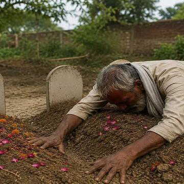 उत्तर प्रदेश में दर्दनाक घटना: पत्नी और बेटे की मौत के 11 दिन बाद कब्रिस्तान में मिला पिता का शव