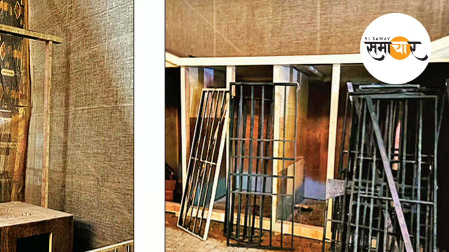 दमदम सुधार गृह का पूजा मंडप तैयार कर रहे जेल के कैदी