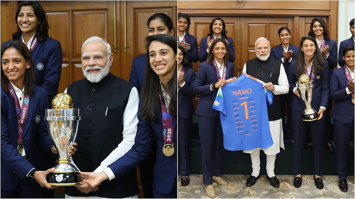 पीएम मोदी से मिली भारतीय चैंपियन टीम, कप्तान हरमनप्रीत कौर ने भेंट की जर्सी