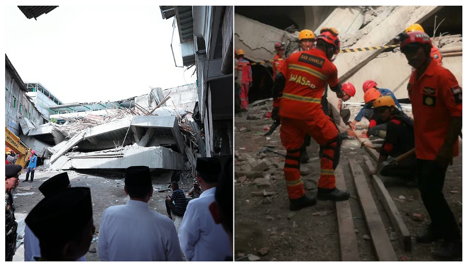 नमाज के समय इंडोनेशिया में स्कूल की इमारत गिरी, 1 की मौत, मलबे में फंसे 65 छात्र