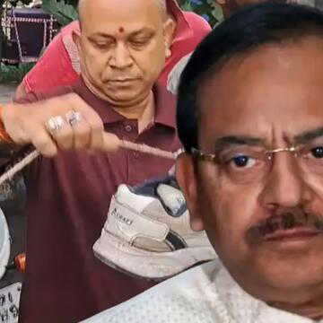 मेस्सी विवाद से नाराज फुटबॉल प्रेमी, थाने के सामने अरूप के लिए जूतों की माला लेकर खड़े दिखे