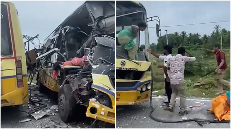 तमिलनाडु में दो बसों की आमने-सामने की टक्कर में 7 मरे, 40 घायल