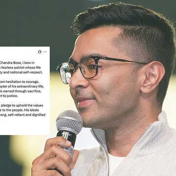 नेताजी सुभाष चंद्र बोस को श्रद्धांजलि अर्पित कर अभिषेक बनर्जी ने ली शपथ