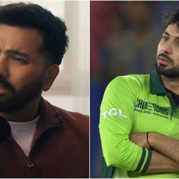 अबरार अहमद को छेड़ते हुए, वर्ल्ड कप के प्रमोशन में रोहित का दूसरा रूप