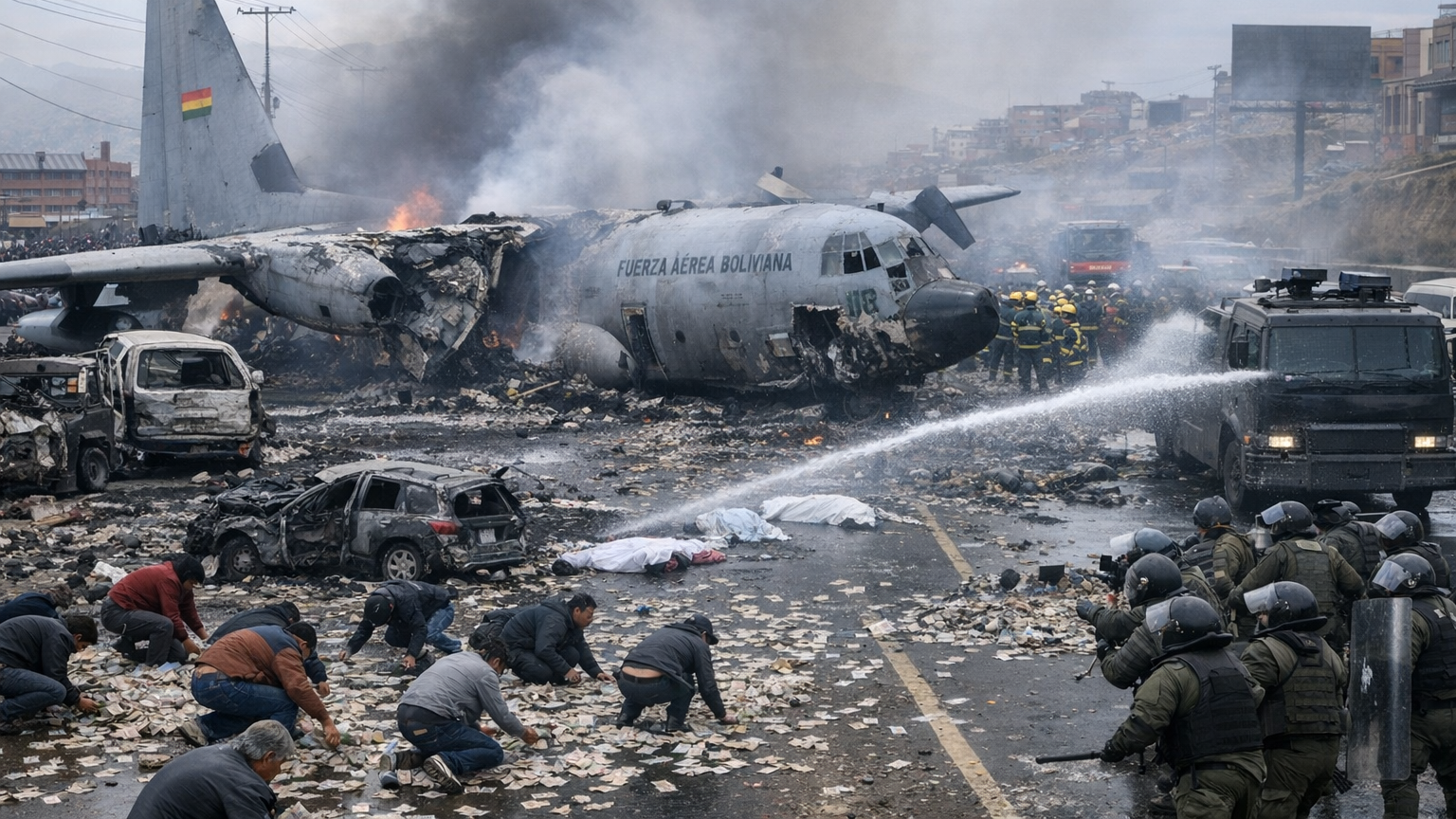 बोलीविया की राजधानी के पास रुपयों से भरा वायुसेना का विमान दुर्घटनाग्रस्त, 15 की मौत, 30 घायल