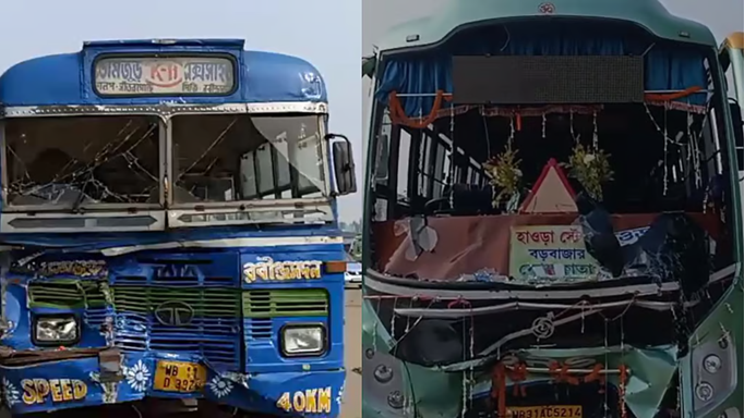 सांतरागाछी ब्रिज पर भयावह हादसा, दो बसों में आमने-सामने की टक्कर