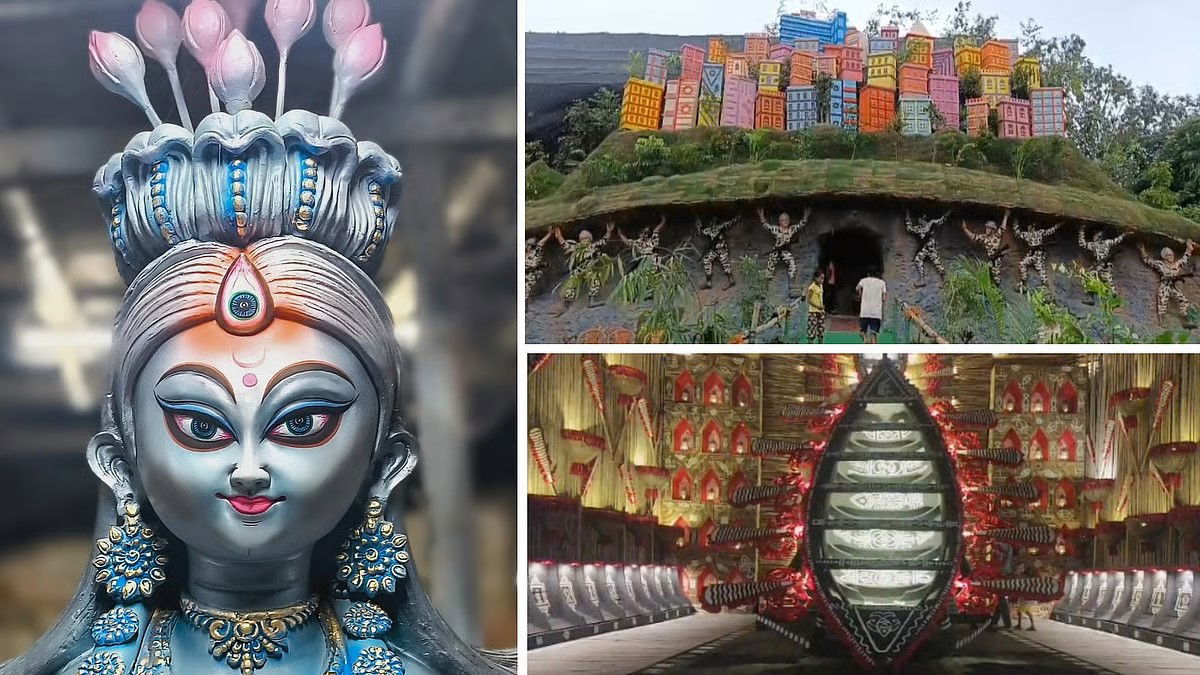 हावड़ा की पांडालों की थीम और विचार-कलाकृतियाँ चौंका रही हैं