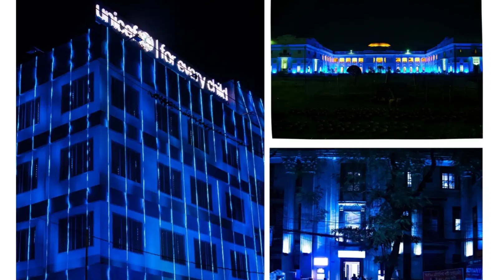 विश्व बाल दिवस के मौके पर नीली रोशनी से जगमगायी कोलकाता की ऐतिहासिक इमारतें